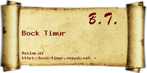 Bock Timur névjegykártya